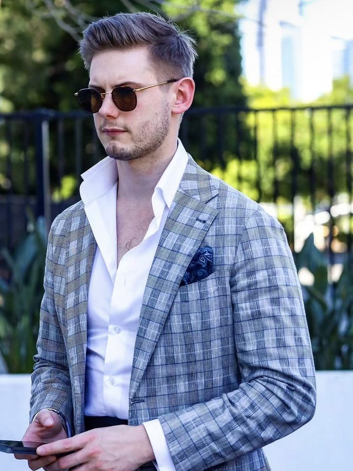 A Norfords made to measure suit worn on the street